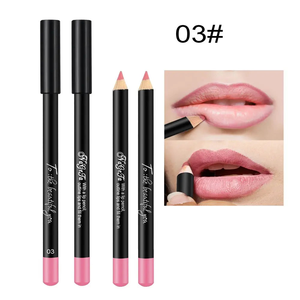 Cosmetic Long Lasting Women's Professional 12 Assorted Colors Lip Liner Pencil Lipstick Eyeliner Pen Matte Lip Liner