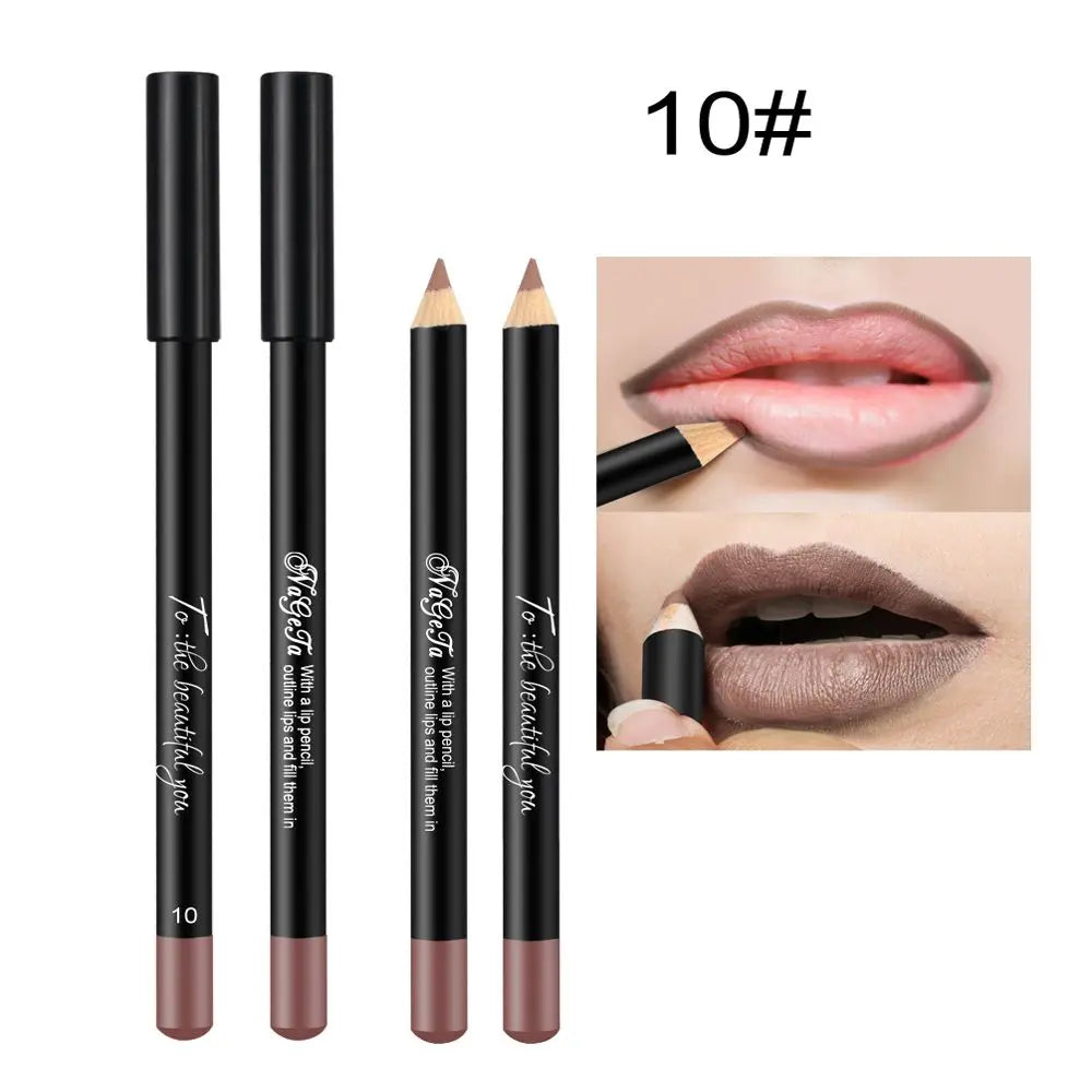 Cosmetic Long Lasting Women's Professional 12 Assorted Colors Lip Liner Pencil Lipstick Eyeliner Pen Matte Lip Liner