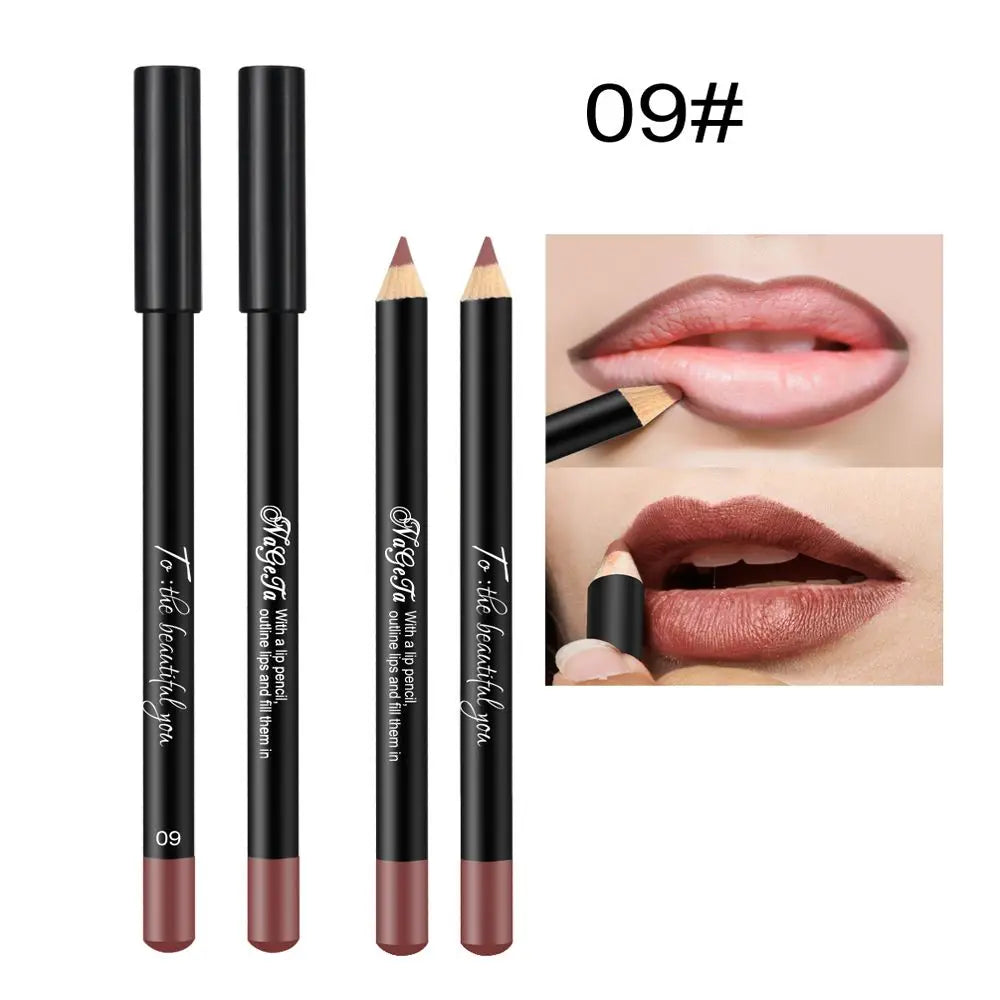 Cosmetic Long Lasting Women's Professional 12 Assorted Colors Lip Liner Pencil Lipstick Eyeliner Pen Matte Lip Liner