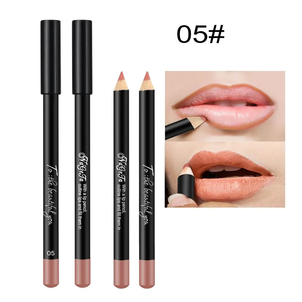 Cosmetic Long Lasting Women's Professional 12 Assorted Colors Lip Liner Pencil Lipstick Eyeliner Pen Matte Lip Liner