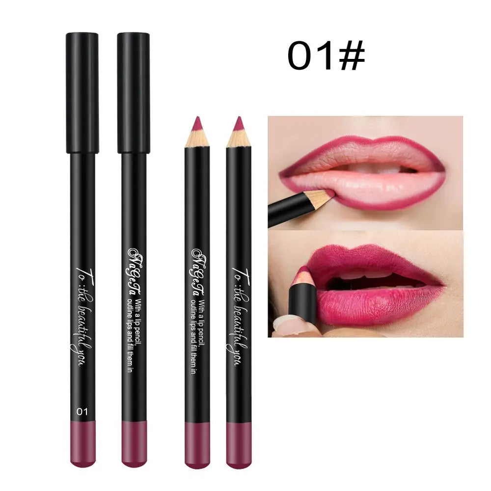 Cosmetic Long Lasting Women's Professional 12 Assorted Colors Lip Liner Pencil Lipstick Eyeliner Pen Matte Lip Liner