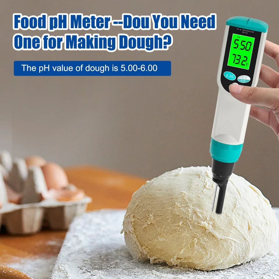 Digital Food PH Meter with KCL Kit 0.01 Resolution High Accuracy Sensor pH Tester for Meat Dough Sausage Cheese Cosmetics Soil