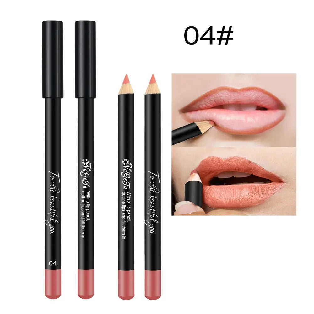 Cosmetic Long Lasting Women's Professional 12 Assorted Colors Lip Liner Pencil Lipstick Eyeliner Pen Matte Lip Liner