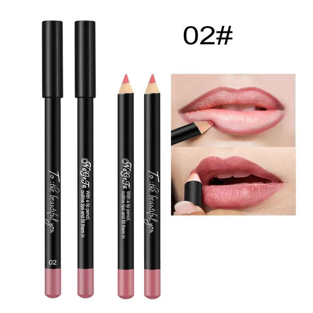 Cosmetic Long Lasting Women's Professional 12 Assorted Colors Lip Liner Pencil Lipstick Eyeliner Pen Matte Lip Liner