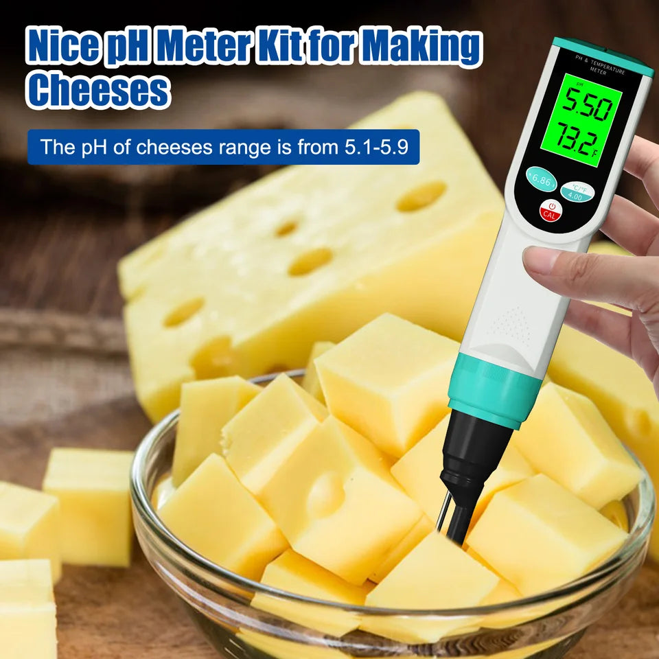 Digital Food PH Meter with KCL Kit 0.01 Resolution High Accuracy Sensor pH Tester for Meat Dough Sausage Cheese Cosmetics Soil