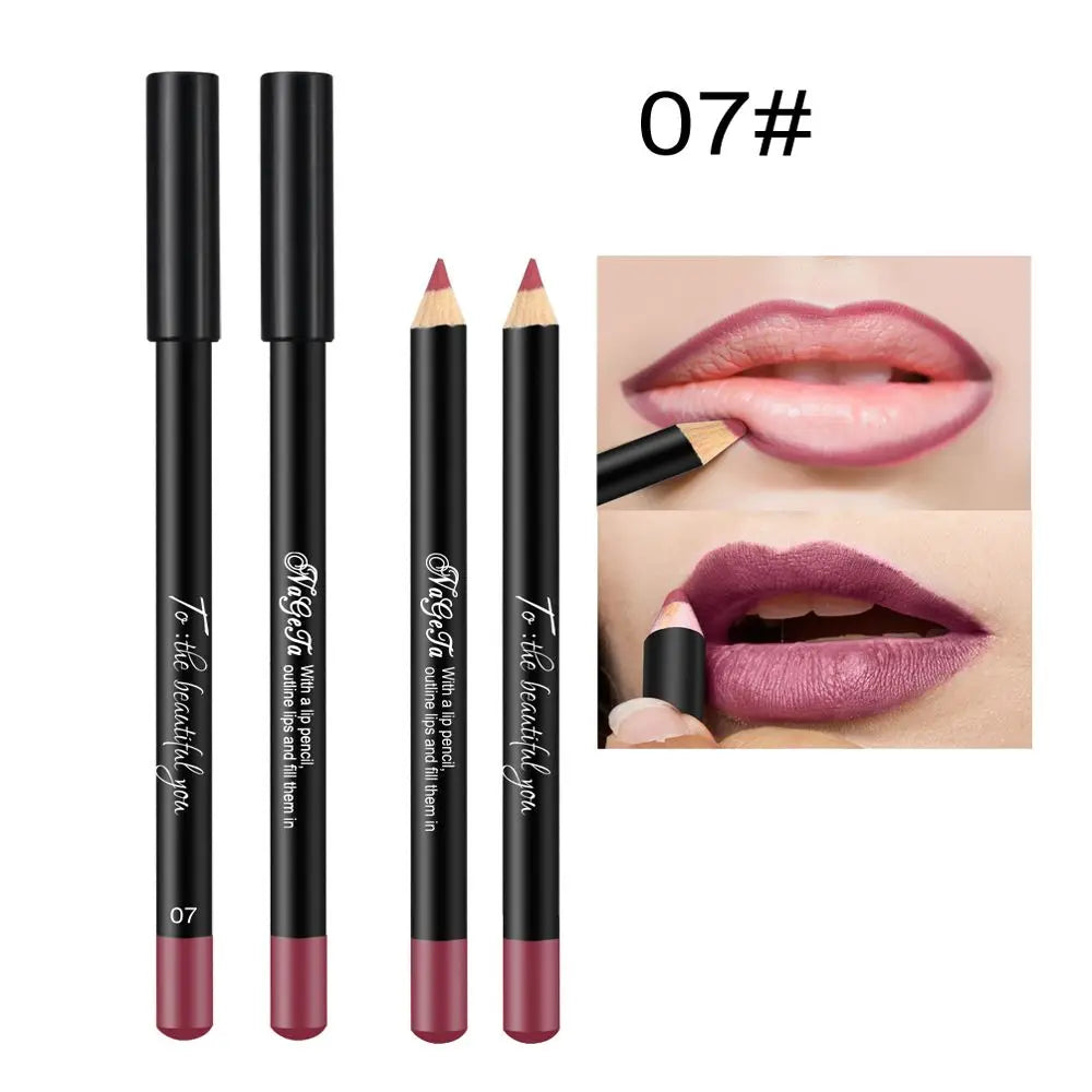 Cosmetic Long Lasting Women's Professional 12 Assorted Colors Lip Liner Pencil Lipstick Eyeliner Pen Matte Lip Liner