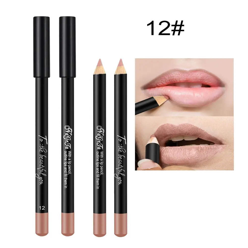 Cosmetic Long Lasting Women's Professional 12 Assorted Colors Lip Liner Pencil Lipstick Eyeliner Pen Matte Lip Liner