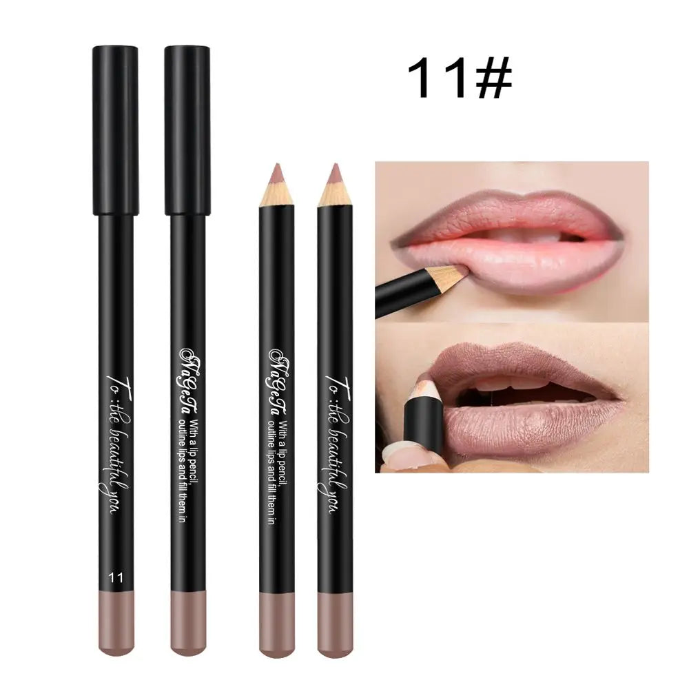 Cosmetic Long Lasting Women's Professional 12 Assorted Colors Lip Liner Pencil Lipstick Eyeliner Pen Matte Lip Liner
